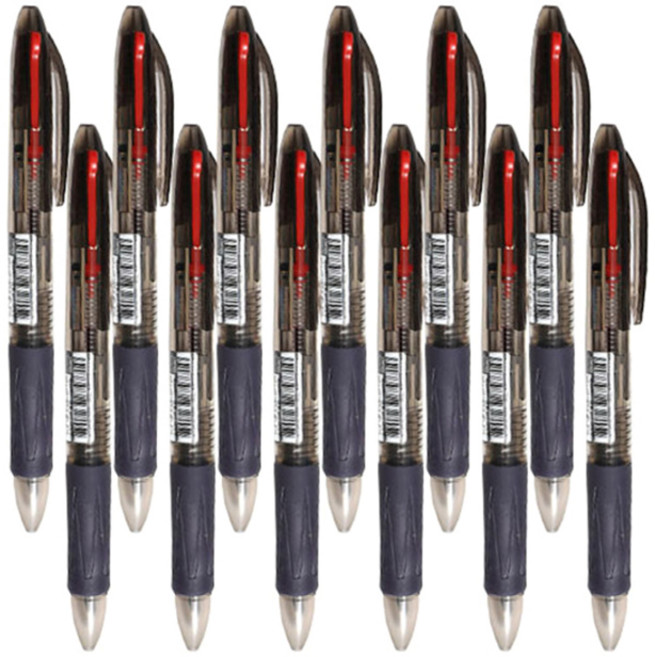 모닝글로리 슬립온 3색 볼펜 0.7 mm, 스모키, 12개