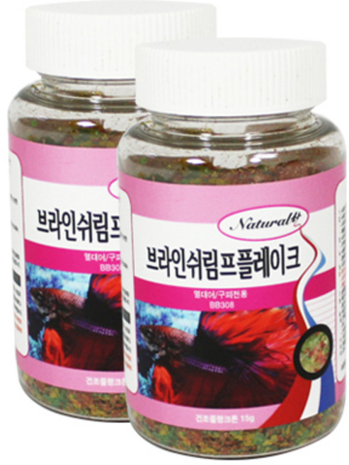 내츄럴한 브라인쉬림프 플레이크 열대어 사료 소, 15g, 2개