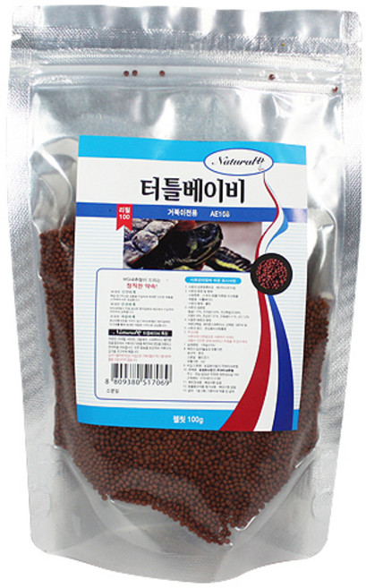 내츄럴한 터틀베이비 거북이전용 사료 리필용, 100g, 1개