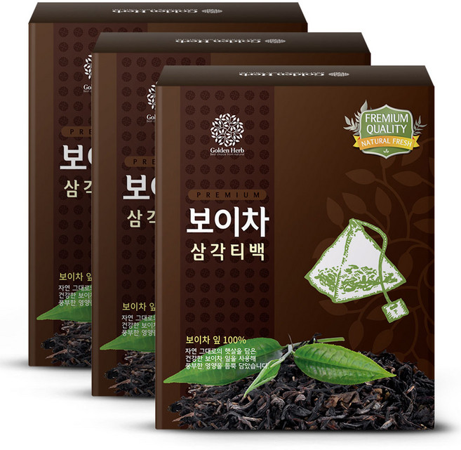 골든허브 프리미엄 보이차 삼각티백, 1g, 100개입, 3개