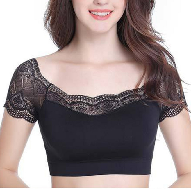 TheSirup 無縫蕾絲無鋼圈一體式胸墊無痕Bra Top 2件組
