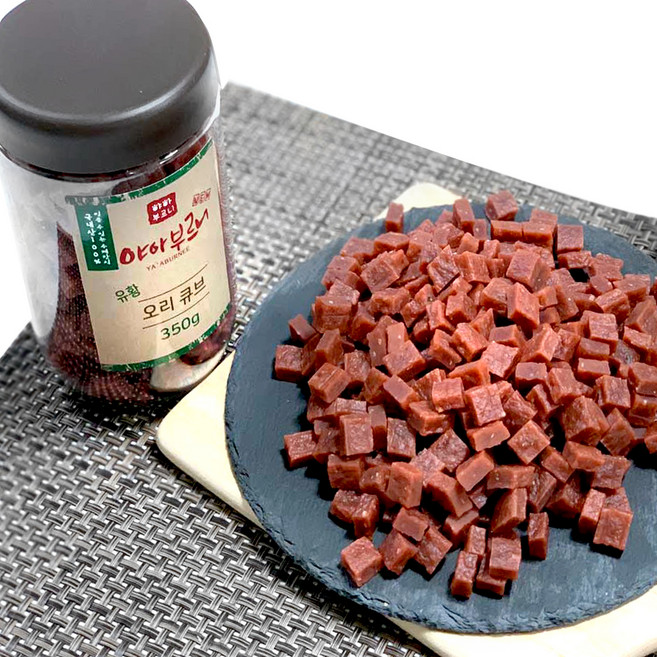 야아부르니 강아지 국내산 수제간식, 유황 오리 큐브, 350g, 1개