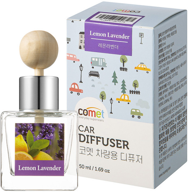 코멧 설레는 향 가득 차량용 디퓨저 50ml, 레몬라벤더, 1개