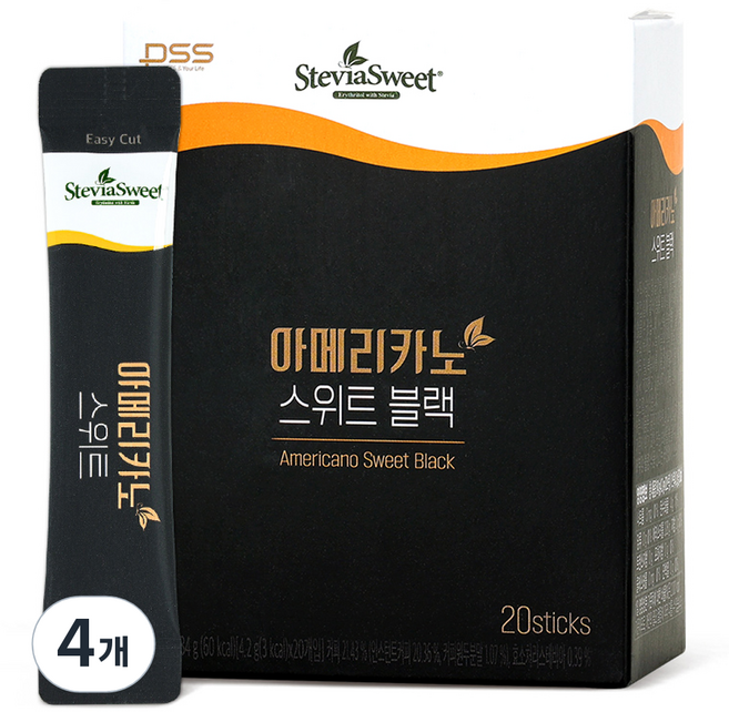 펄세스 아메리카노 스위트 블랙, 20개입, 4박스, 4.2g