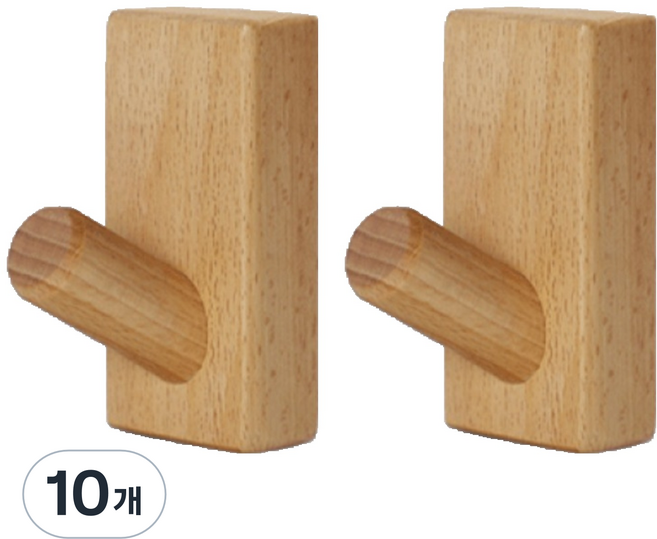 르벤라움 원목 후크 벽걸이 4 x 2 x 8 cm, 우드, 10개