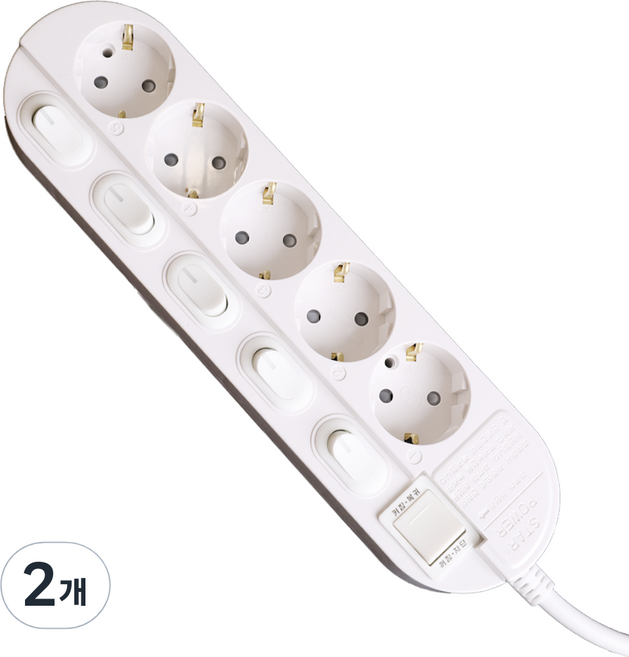 이어지다 개별 스위치 멀티탭 5구 OS-MT5, 2m, 2개