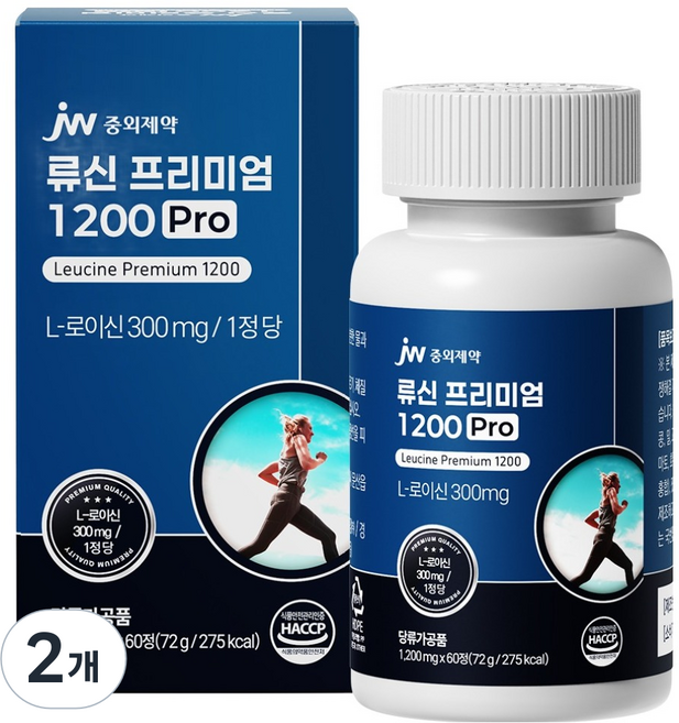 JW중외제약 류신 프리미엄 1200 Pro 72g, 2개, 60정