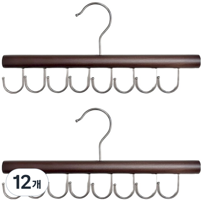 쥬롬 회전후크 다용도 모자 가방걸이, 다크 브라운, 12개