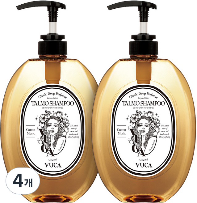 뷰카 클래식 딥 퍼퓸 골든 리페어 탈모 기능성샴푸 코튼머스크향, 1.05L, 4개