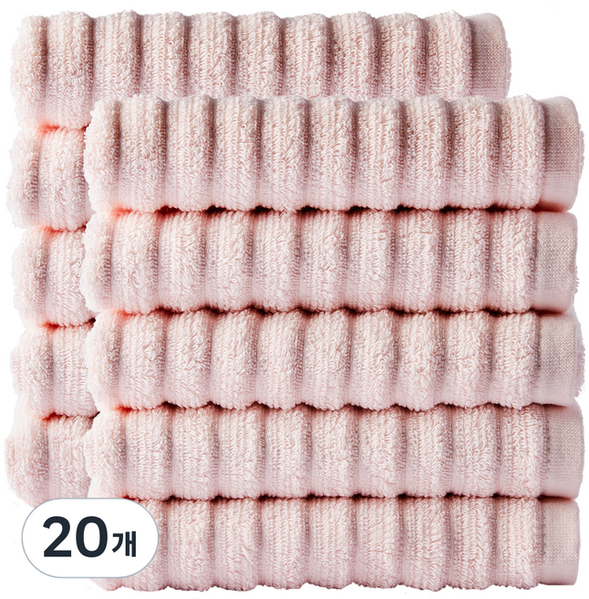 SOFT TOUCH Daily Pure 洗臉毛巾 115g 30支棉紗, 粉紅色, 20個