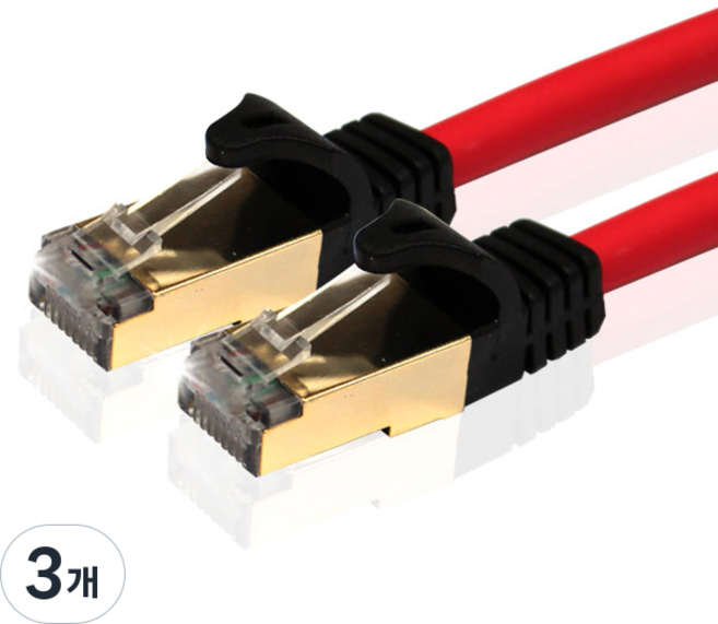 넥시 CAT7 S-STP 랜선 UTP 인터넷 랜케이블, 1m, 레드, 3개