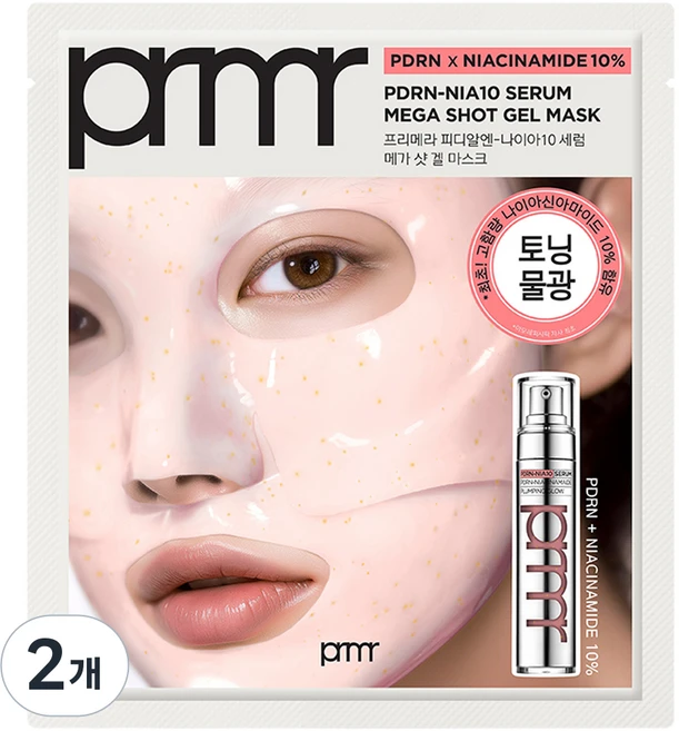 프리메라 피디알엔 나이아10 세럼 메가 샷 겔 마스크 34g, 2개, 1개입 - 쿠팡
