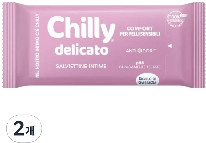 칠리 델리카토 여성청결제 티슈 휴대용 12p, 2개, 65g - 쿠팡