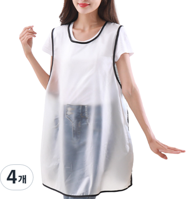 메오 TPU 조끼형 심플 방수 앞치마 숏, 반투명, 4개