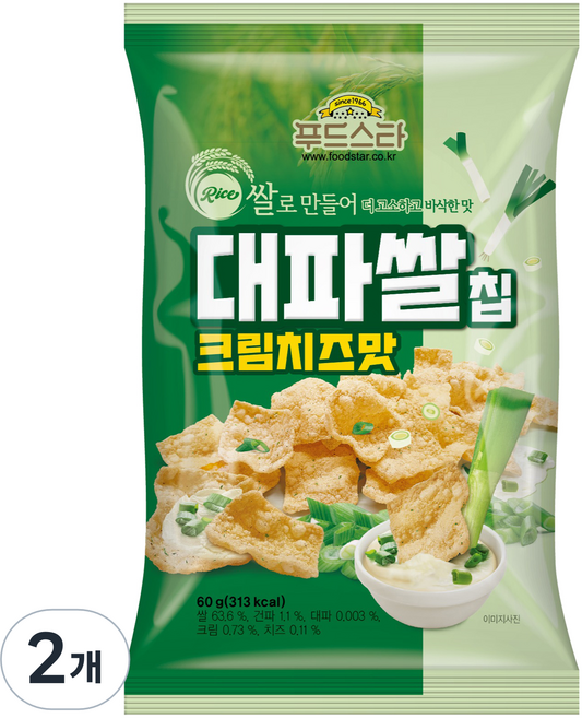 푸드스타 대파쌀칩 크림치즈맛, 60g, 2개