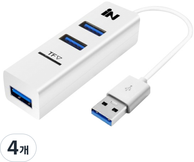 iN NETWORK USB2.0 3埠 & TF MicroSD 卡兩用集線器 IN-U3TF, 白色