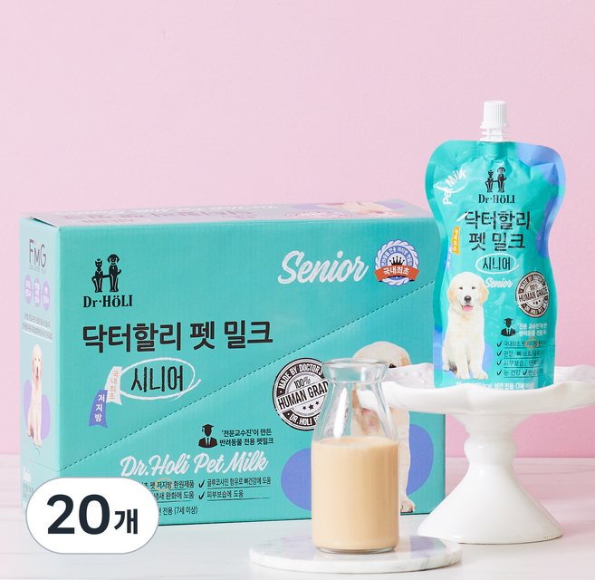 닥터할리 반려동물 펫밀크, 닥터할리펫밀크 시니어, 200ml, 20개