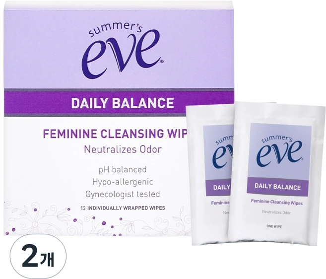 썸머스이브 데일리 밸런스 페미닌 클렌징 와입스 12p, 42g, 2개 - 쿠팡