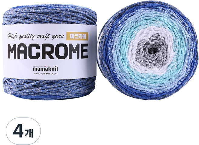 Mamaknit Macrome Cake系列 編織線, 混合 04, 225m, 4入