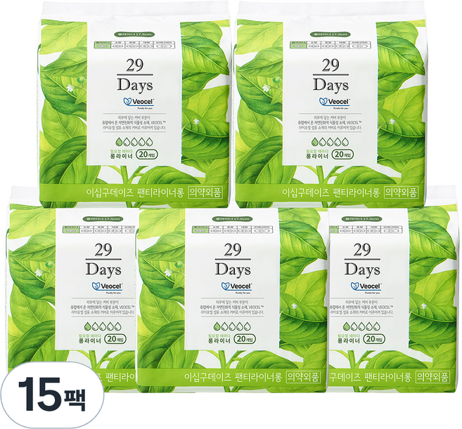 29일 비오셀 팬티라이너, 롱, 15개
