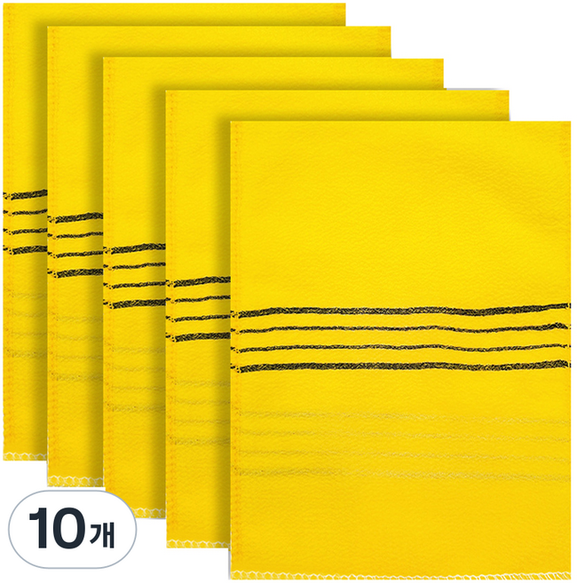 코지웰 때밀이 때 타올 목욕타월 WA5001, 옐로우, 1개입, 10개