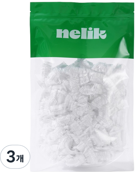 넬릭 1회용 비닐 이어캡 200p, 3개, 투명