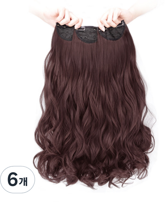 뿌이뿌이가발 붙임머리 부분 웨이브 피스가발 60cm, 초크브라운, 6개