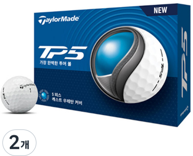 TaylorMade 2025 TP5 5層高爾夫球, 12入, 白色, 2個