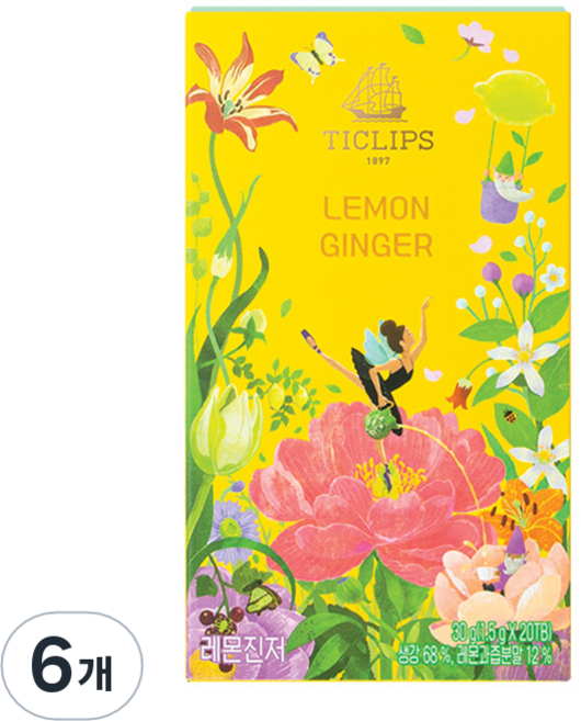 티클립스 레몬 진저 티, 1.5g, 20개입, 6개