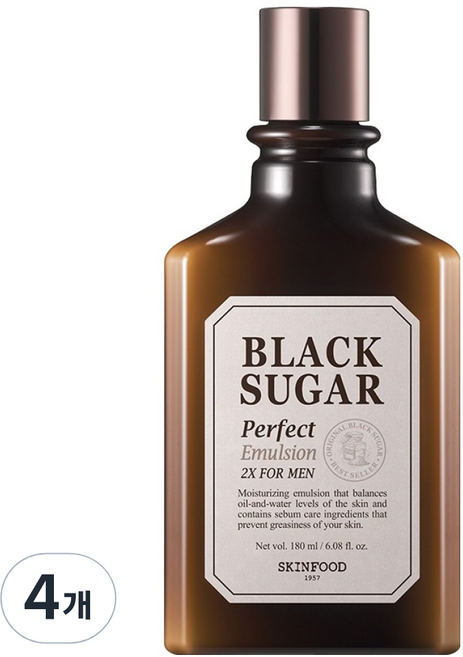 스킨푸드 블랙슈가 퍼펙트 에멀전 2X 포맨, 180ml, 4개