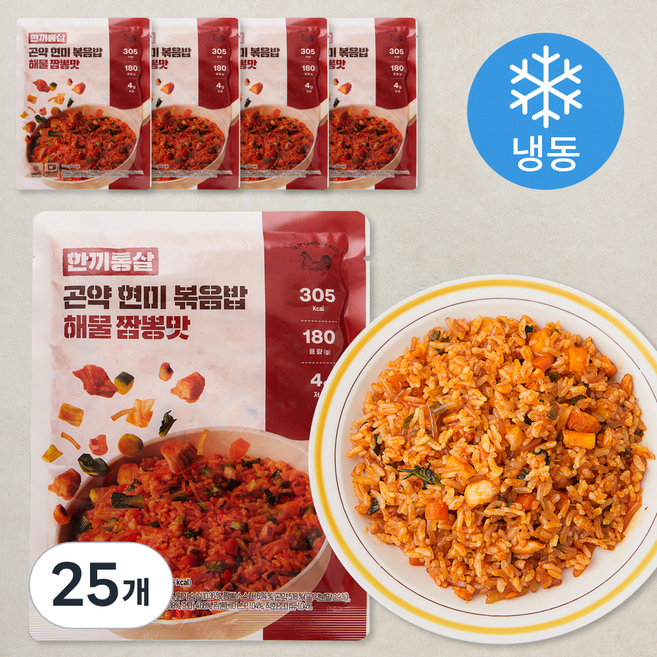 한끼통살 곤약 현미 볶음밥 해물 짬뽕맛 (냉동), 180g, 25개