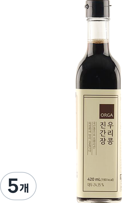올가홀푸드 우리콩 진간장, 420ml, 5개