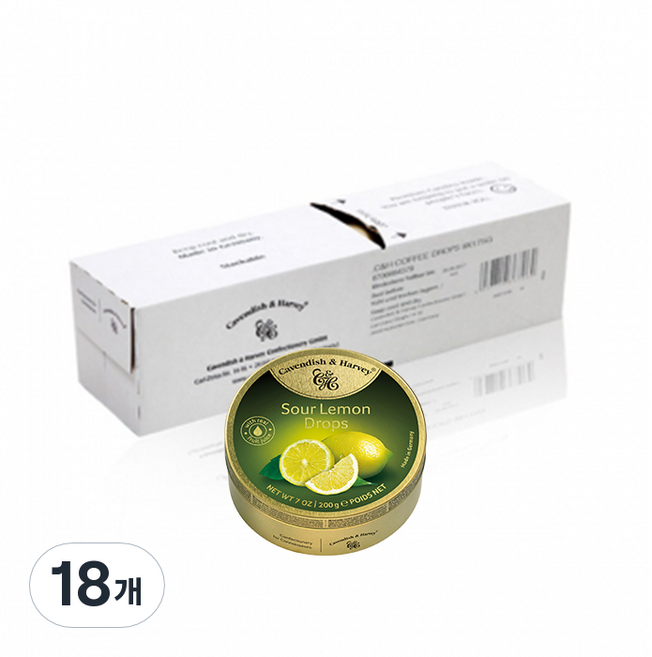 Cavendish&Harvey 卡恩迪許 檸檬水果硬糖, 200g, 18個