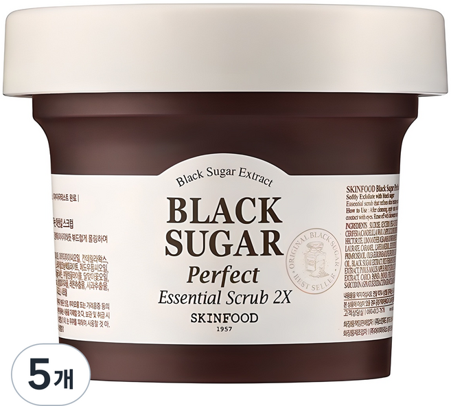 스킨푸드 블랙슈가 퍼펙트 에센셜 스크럽 2X, 210g, 5개