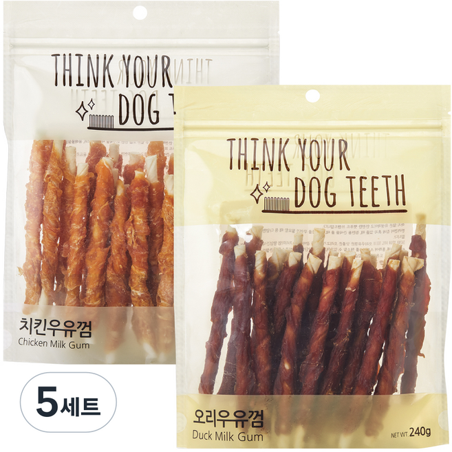 띵크유어도그티 강아지 스틱 간식 세트, 치킨, 오리, 480g, 5세트