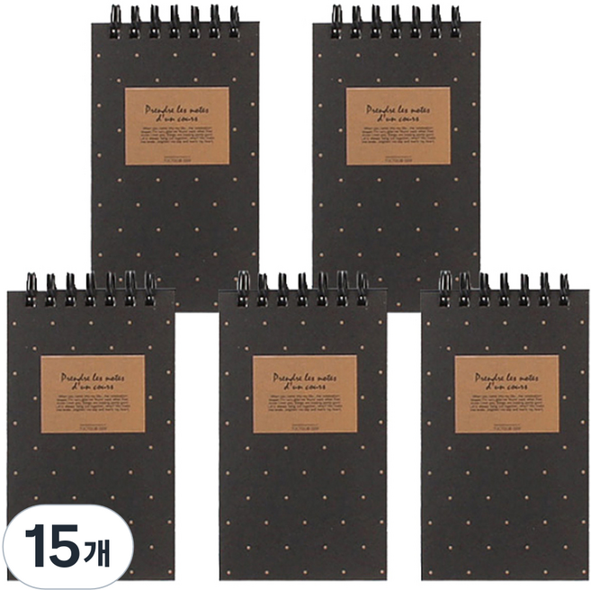 톡톡팬시 1000 포켓북 상철수첩 60매, 도트블랙, 15개