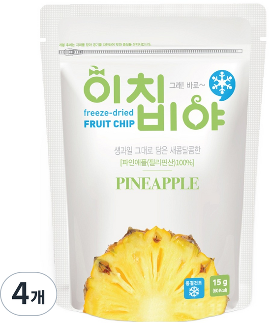 이치비야 동결건조 과일칩 파인애플, 15g, 4개