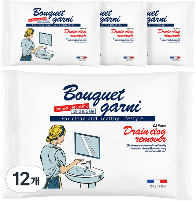 부케가르니 오투 파워 배수구 클리너, 150g, 12개