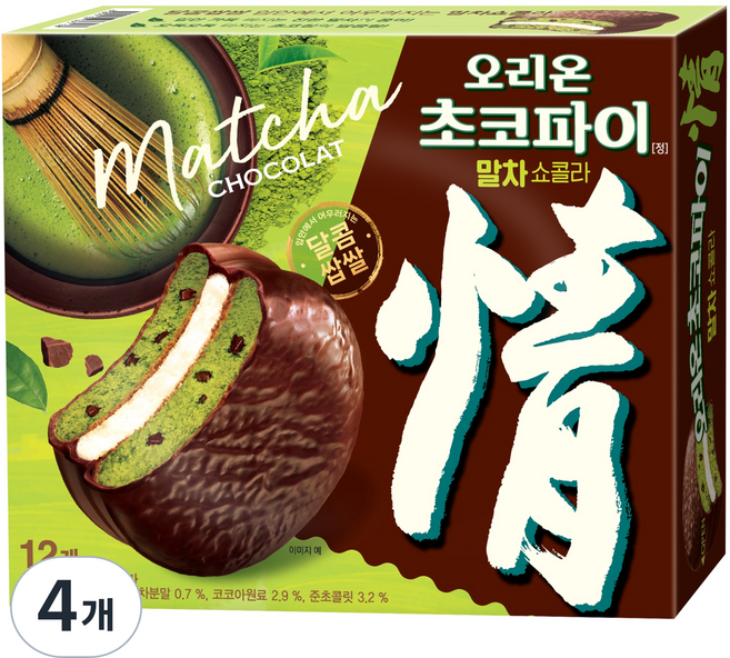 오리온초코파이 말차쇼콜라 12p, 408g, 4개
