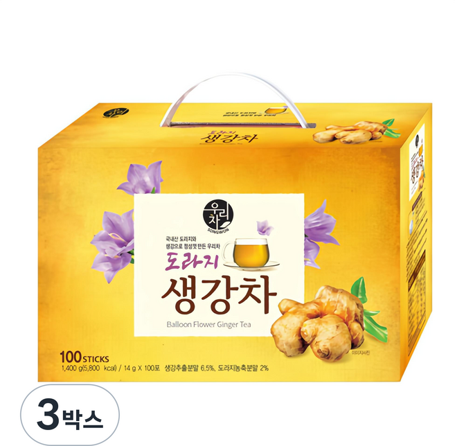 우리차 도라지 생강차, 14g, 100개입, 3박스