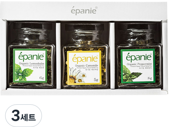 에빠니 유기농 미니 3종 허브차 세트, 캐모마일 5g  + 페퍼민트 8g + 레몬밤 6g, 3세트