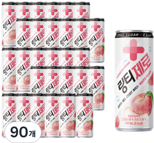 링티 제로 복숭아맛, 240ml, 90개