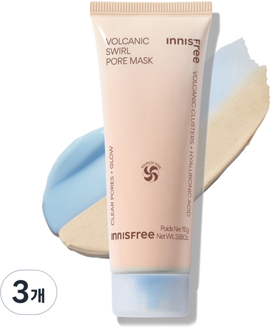 이니스프리 화산송이 모공 듀얼 마스크팩 110g, 1개입, 3개