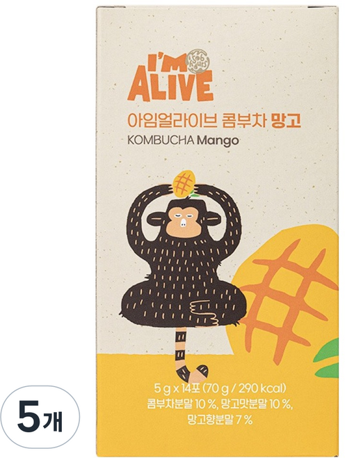 아임얼라이브콤부차 분말 망고, 5g, 14개입, 5개