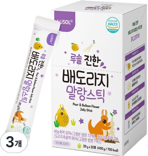 루솔 진한 배도라지 말랑스틱, 혼합맛(배/도라지), 400g, 3개