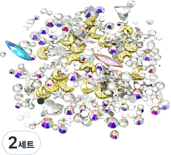 메이브라운 실버 참파츠 네일스톤 믹스혼합 세트, 혼합색상, 2세트
