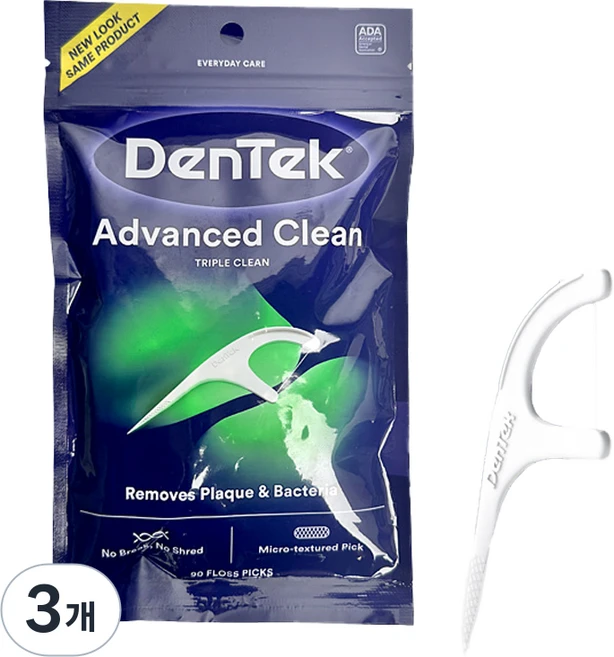 덴텍 트리플 클린 일회용 치실, 65mm, 90개입, 3개 - 쿠팡