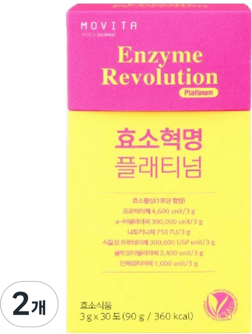 모비타 효소혁명 플래티넘 30p, 30회분, 90g, 2개