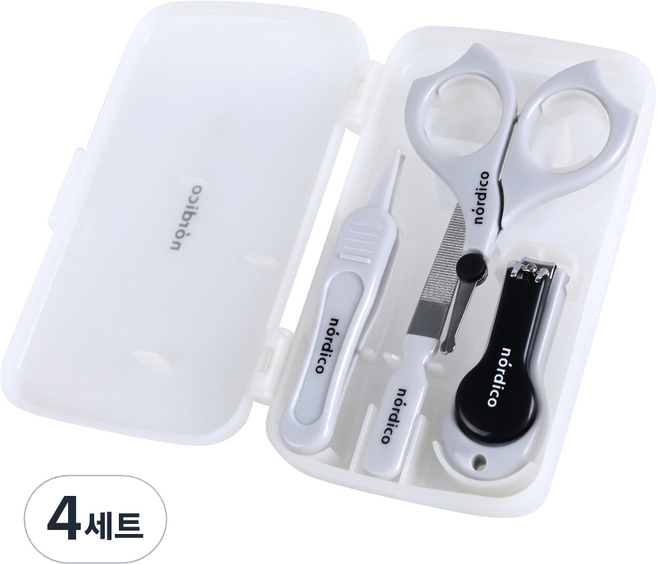 노르디코 휴대용 손톱깎이 4종 세트 + 전용 케이스, 혼합 색상, 4세트