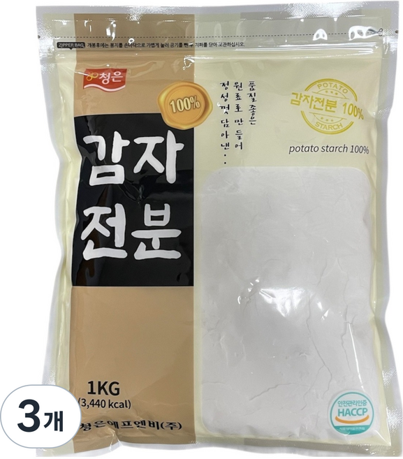 Cheongeun F&B 100% 馬鈴薯澱粉, 1kg, 3個